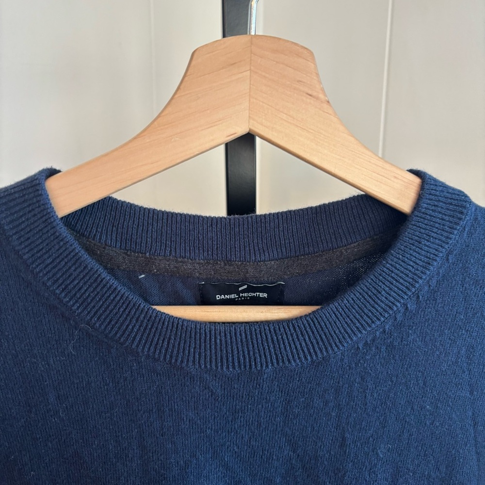 Daniel Hechter Blue Cotton Cashmere Crewneck Slim Fit Preppy Sweater Men’s M NWT